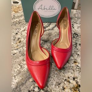 Abella red vintage style satine dress shoes.